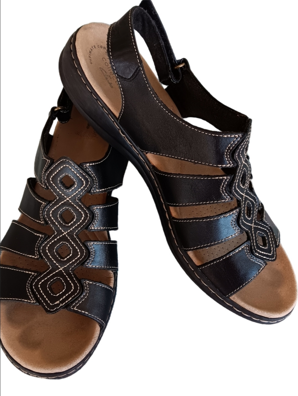 Clarks Ultimate Comfort Collection Women's Black All Day Flat Sandals US 12